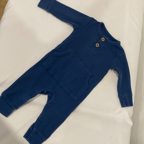 Three Little Tots (2) Baby Ribbed Organic Playsuits with Pockets |Sz 3-6 months - Picture 7 of 12
